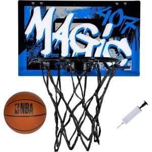 Franklin Sports NBA Team Over the Door Basketball Hoops – Kids Indoor Mini Basketball Hoop + Ball Set – NBA Fan Mini Hoops(Orlando Magic)
