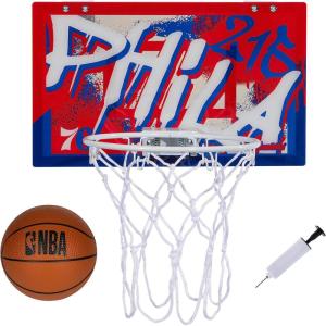 Franklin Sports NBA Team Over the Door Basketball Hoops – Kids Indoor Mini Basketball Hoop + Ball Set – NBA Fan Mini Hoops(Philadelphia 76ers)