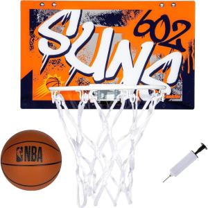 Franklin Sports NBA Team Over the Door Basketball Hoops – Kids Indoor Mini Basketball Hoop + Ball Set – NBA Fan Mini Hoops(Phoenix Suns)