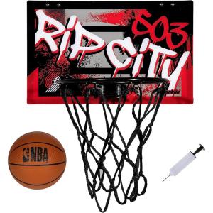 Franklin Sports NBA Team Over the Door Basketball Hoops – Kids Indoor Mini Basketball Hoop + Ball Set – NBA Fan Mini Hoops(Portland Trail Blazers)