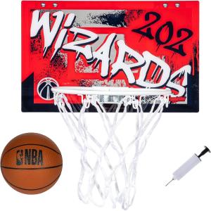 Franklin Sports NBA Team Over the Door Basketball Hoops – Kids Indoor Mini Basketball Hoop + Ball Set – NBA Fan Mini Hoops(Washington Wizards)