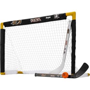 Franklin Sports NHL Mini Hockey Set – Kids Indoor Knee Hockey Goal, Ball, + 2 Stick Combo – Youth Team Indoor Toy Set – Official – Ages 3+(Anaheim Ducks 2)