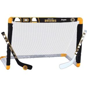 Franklin Sports NHL Mini Hockey Set – Kids Indoor Knee Hockey Goal, Ball, + 2 Stick Combo – Youth Team Indoor Toy Set – Official – Ages 3+(Boston Bruins)