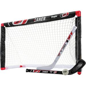 Franklin Sports NHL Mini Hockey Set – Kids Indoor Knee Hockey Goal, Ball, + 2 Stick Combo – Youth Team Indoor Toy Set – Official – Ages 3+(Carolina Hurricanes)