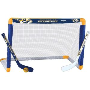 Franklin Sports NHL Mini Hockey Set – Kids Indoor Knee Hockey Goal, Ball, + 2 Stick Combo – Youth Team Indoor Toy Set – Official – Ages 3+(Nashville Predators)