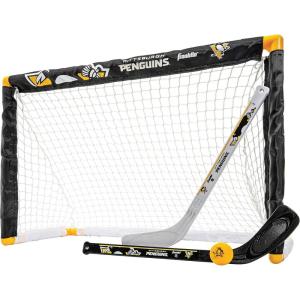 Franklin Sports NHL Mini Hockey Set – Kids Indoor Knee Hockey Goal, Ball, + 2 Stick Combo – Youth Team Indoor Toy Set – Official – Ages 3+(Pittsburgh Penguins)
