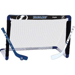 Franklin Sports NHL Mini Hockey Set – Kids Indoor Knee Hockey Goal, Ball, + 2 Stick Combo – Youth Team Indoor Toy Set – Official – Ages 3+(Tampa Bay Lightning)