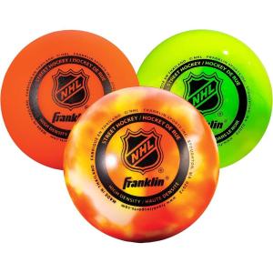 Franklin Sports NHL Street Hockey Balls – No Bounce Outdoor Street + Roller Hockey Balls – Official Size for Youth + Adult Street Hockey – Assorted Colors – 1, 2, 3, and 15 Bulk Packs(Extreme Color 2)