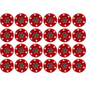 Franklin Sports NHL Street Roller Hockey Pucks – Pro Commander Outdoor Roller Hockey Pucks for Practice + Training – Outdoor Hockey Street Pucks with Rollers – 24 Bulk Packs, 6 Packs + Single Pucks(Red – Pack of 24)