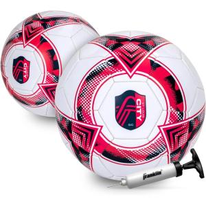 Franklin Sports Official MLS Team Soccer Balls – Official Size 5 Soccer Balls – Regulation Size + Weight Soccer Ball for Kids + Adults – Boys + Girls Soccer Ball – Air Pump Included(St Louis City SC)