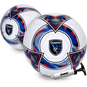 Franklin Sports Official MLS Team Soccer Balls – Official Size 5 Soccer Balls – Regulation Size + Weight Soccer Ball for Kids + Adults – Boys + Girls Soccer Ball – Air Pump Included(San Jose Earthquakes)