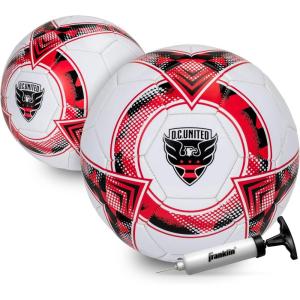 Franklin Sports Official MLS Team Soccer Balls – Official Size 5 Soccer Balls – Regulation Size + Weight Soccer Ball for Kids + Adults – Boys + Girls Soccer Ball – Air Pump Included(Washington  DC United)