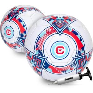 Franklin Sports Official MLS Team Soccer Balls – Official Size 5 Soccer Balls – Regulation Size + Weight Soccer Ball for Kids + Adults – Boys + Girls Soccer Ball – Air Pump Included(Chicago Fire)