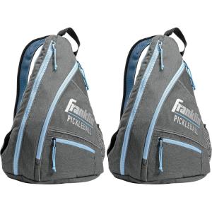 Franklin Sports Pickleball Bags – Sling Bag Backpack for Gear + Equipment – Men + Women – Holds Paddles, Balls + Accessories(Gray/Blue)