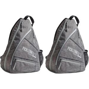 Franklin Sports Pickleball Bags – Sling Bag Backpack for Gear + Equipment – Men + Women – Holds Paddles, Balls + Accessories(Gray/Gray)
