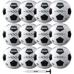 Franklin Sports Soccer Balls – Youth & Adult – Sizes 3, 4 & 5 – Single & Bulk Packs – Black & White(Size 5 – 12 Deflated Balls with Pump)