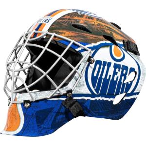 Franklin Sports Team Licensed NHL Hockey Goalie Face Mask – Goalie Mask for Kids Street Hockey – Youth NHL Team Street Hockey Masks(Edmonton Oilers)