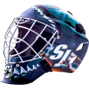 Franklin Sports Team Licensed NHL Hockey Goalie Face Mask – Goalie Mask for Kids Street Hockey – Youth NHL Team Street Hockey Masks(San Jose Sharks)