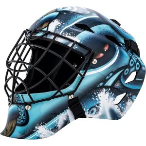 Franklin Sports Team Licensed NHL Hockey Goalie Face Mask – Goalie Mask for Kids Street Hockey – Youth NHL Team Street Hockey Masks(Seattle Kraken)
