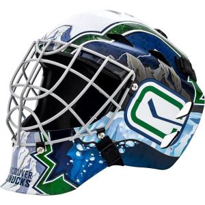 Franklin Sports Team Licensed NHL Hockey Goalie Face Mask – Goalie Mask for Kids Street Hockey – Youth NHL Team Street Hockey Masks(Vancouver Canucks)
