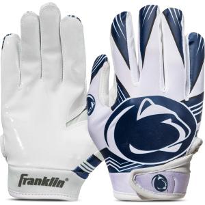 Franklin Sports Youth NCAA Football Receiver Gloves – Receiver Gloves for Kids – NCAA Team Logos and Silicone Palm – Youth Pair – Great for Games & Costumes(Penn State Nittany Lions)