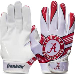 Franklin Sports Youth NCAA Football Receiver Gloves – Receiver Gloves for Kids – NCAA Team Logos and Silicone Palm – Youth Pair – Great for Games & Costumes(Alabama Crimson Tide)