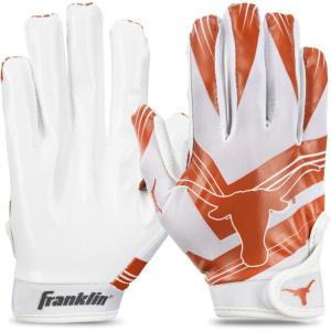 Franklin Sports Youth NCAA Football Receiver Gloves – Receiver Gloves for Kids – NCAA Team Logos and Silicone Palm – Youth Pair – Great for Games & Costumes(Texas Longhorns)