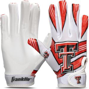 Franklin Sports Youth NCAA Football Receiver Gloves – Receiver Gloves for Kids – NCAA Team Logos and Silicone Palm – Youth Pair – Great for Games & Costumes(Texas Tech Red Raiders)