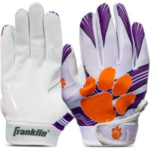 Franklin Sports Youth NCAA Football Receiver Gloves – Receiver Gloves for Kids – NCAA Team Logos and Silicone Palm – Youth Pair – Great for Games & Costumes(Clemson Tigers)