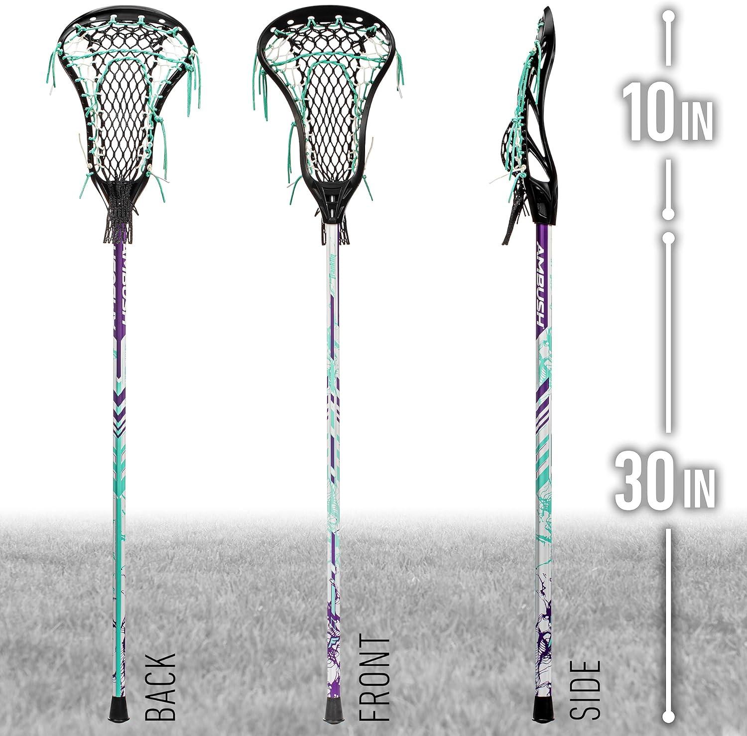 imageFranklin Sports Ambush Mens Womens Lacrosse Sticks Adult Youth Aluminum Lax Sticks Boys Girls Game Training Lacrosse Sticks Standard Mini Lax Stick for Kids AdultsWomens