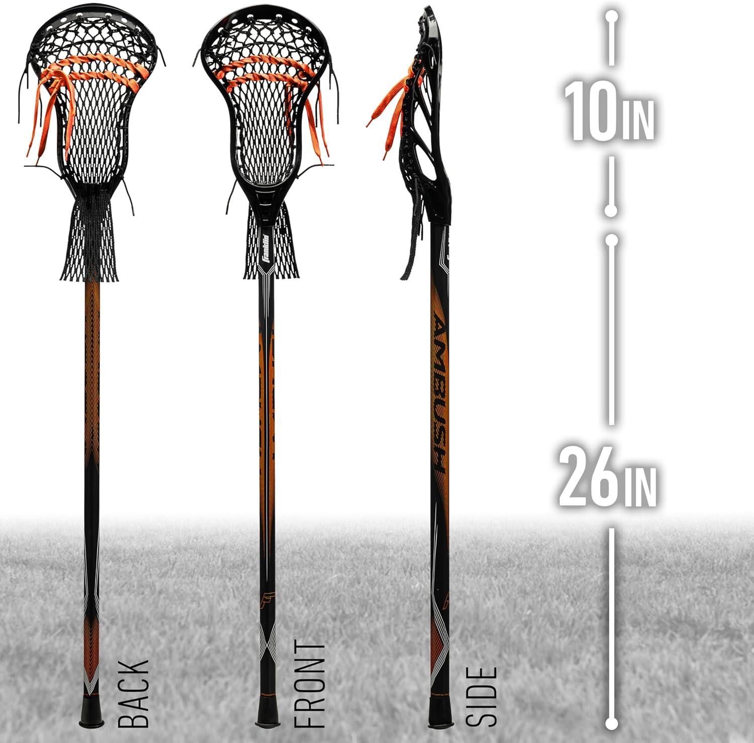 imageFranklin Sports Ambush Mens Womens Lacrosse Sticks Adult Youth Aluminum Lax Sticks Boys Girls Game Training Lacrosse Sticks Standard Mini Lax Stick for Kids AdultsYouth
