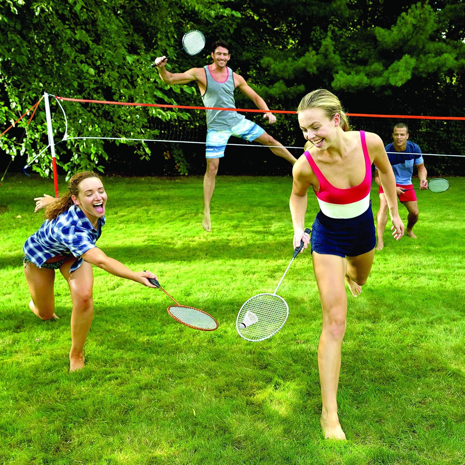 imageFranklin Sports Badminton Net Sets Outdoor Backyard Beach Badminton Net Equipment Set 4 Rackets 2 Birdies Portable Net Included Adults Kids SetStarter