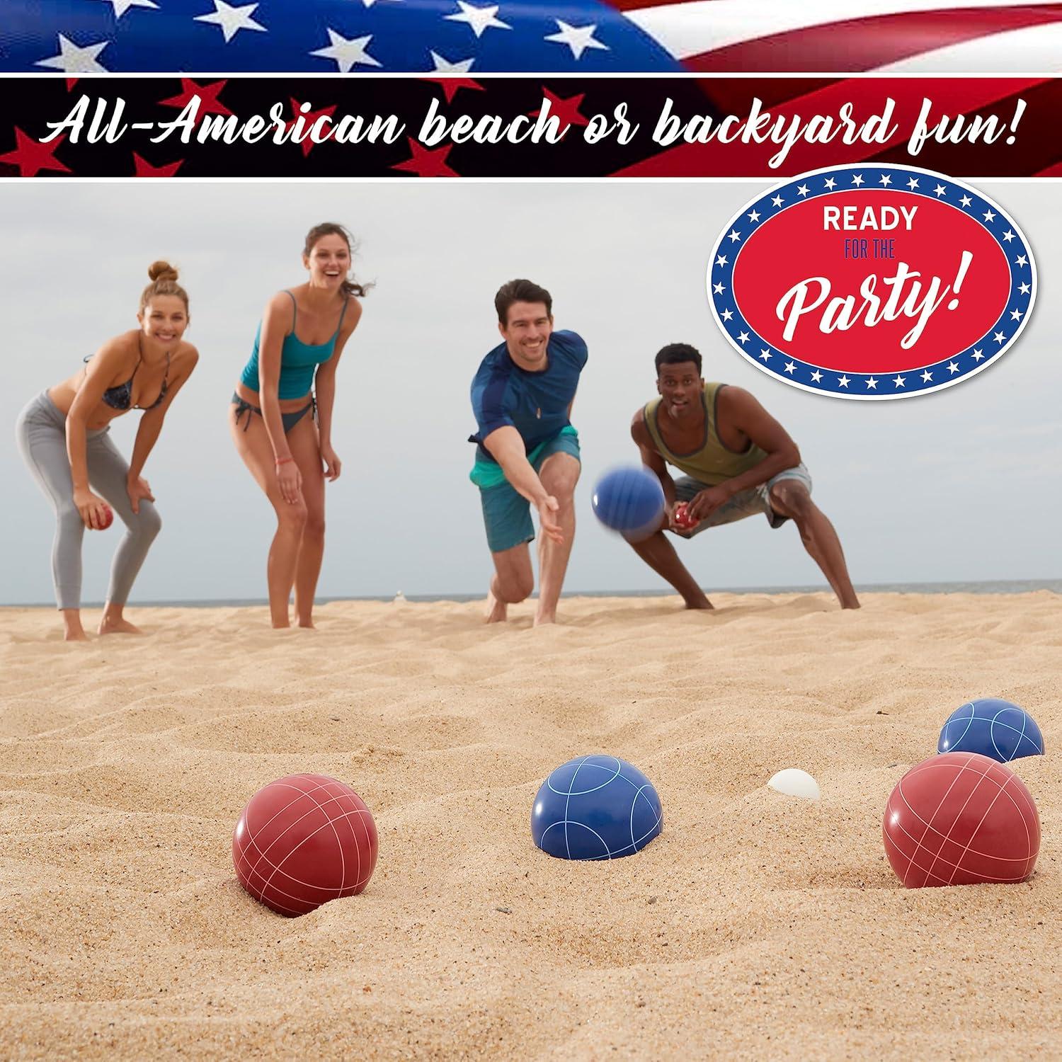 imageFranklin Sports Bocce Ball Set 8 All Weather Bocce Balls and 1 Pallino Beach Backyard Lawn or Outdoor Party Game Professional American and Starter Set OptionsAmerican