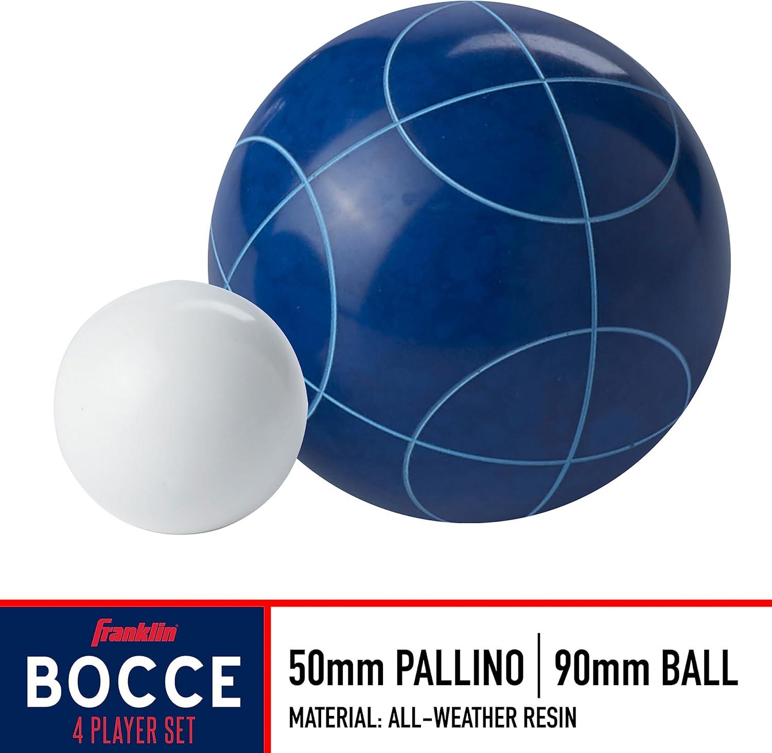 imageFranklin Sports Bocce Ball Set 8 All Weather Bocce Balls and 1 Pallino Beach Backyard Lawn or Outdoor Party Game Professional American and Starter Set OptionsAmerican