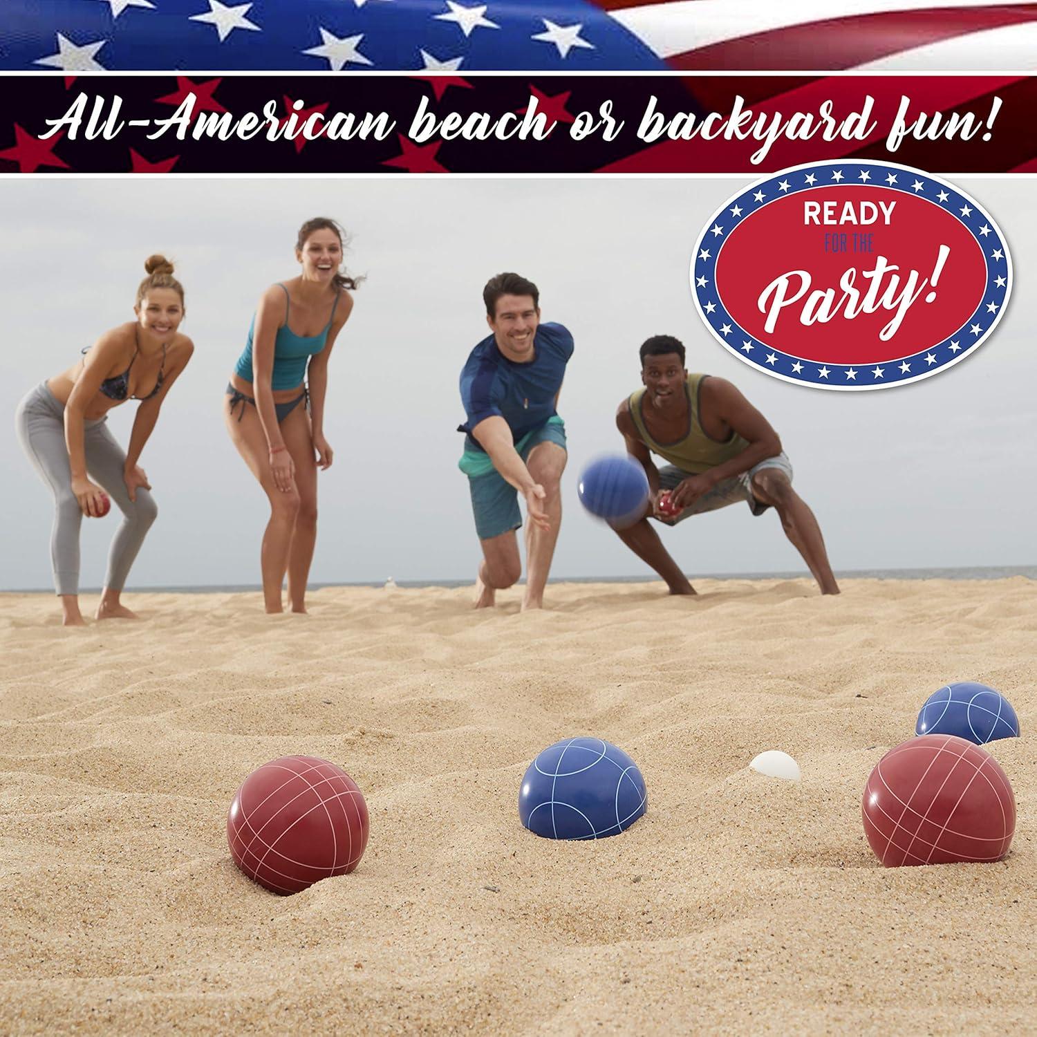 imageFranklin Sports Bocce Ball Set 8 All Weather Bocce Balls and 1 Pallino Beach Backyard Lawn or Outdoor Party Game Professional American and Starter Set OptionsAmerican