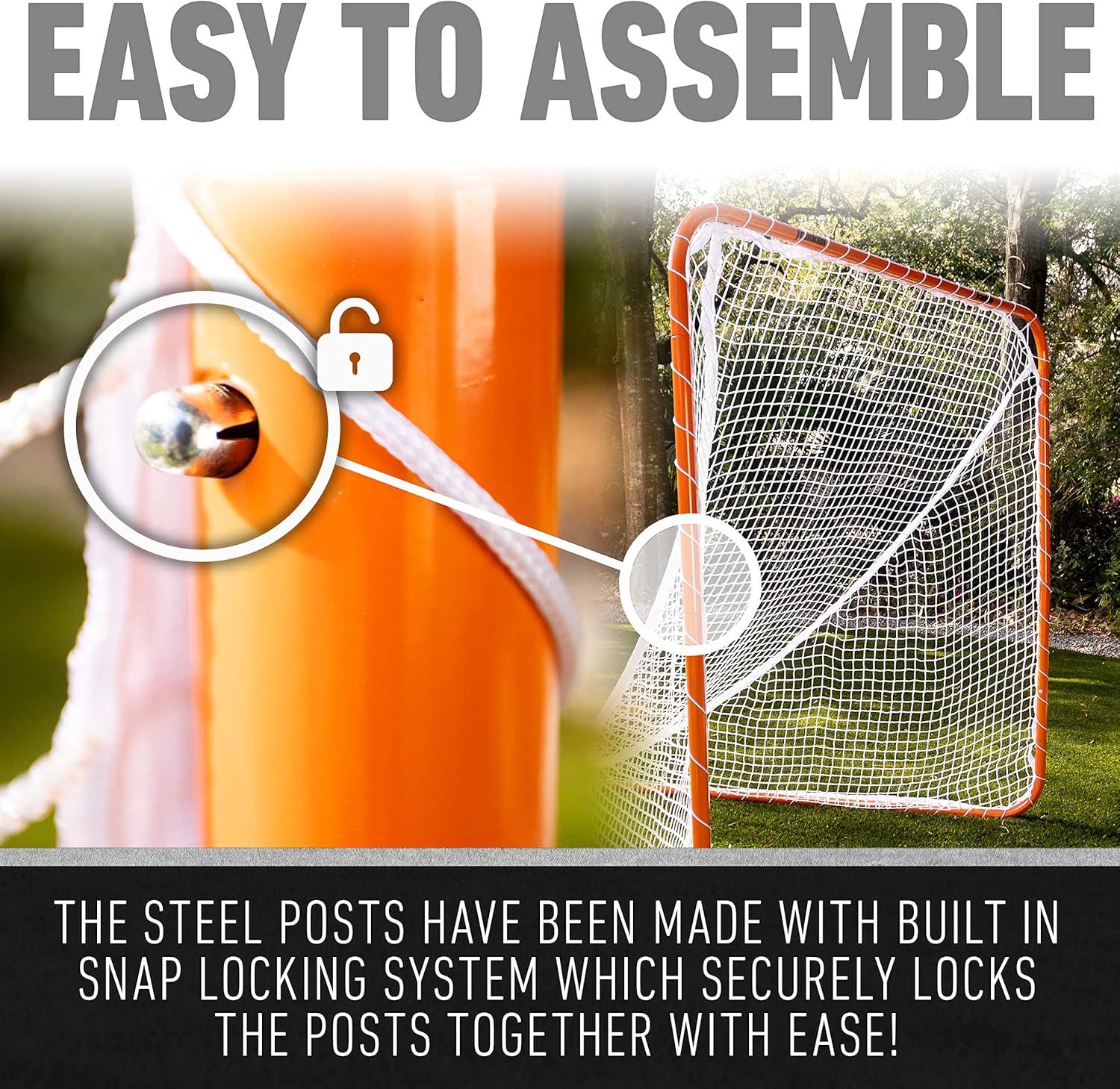 imageFranklin Sports Franklin Sports Backyard Lacrosse Goal Kids Adult Lacrosse Training Net Lacrosse Training Equipment Perfect for Youth Adult TrainingOrange