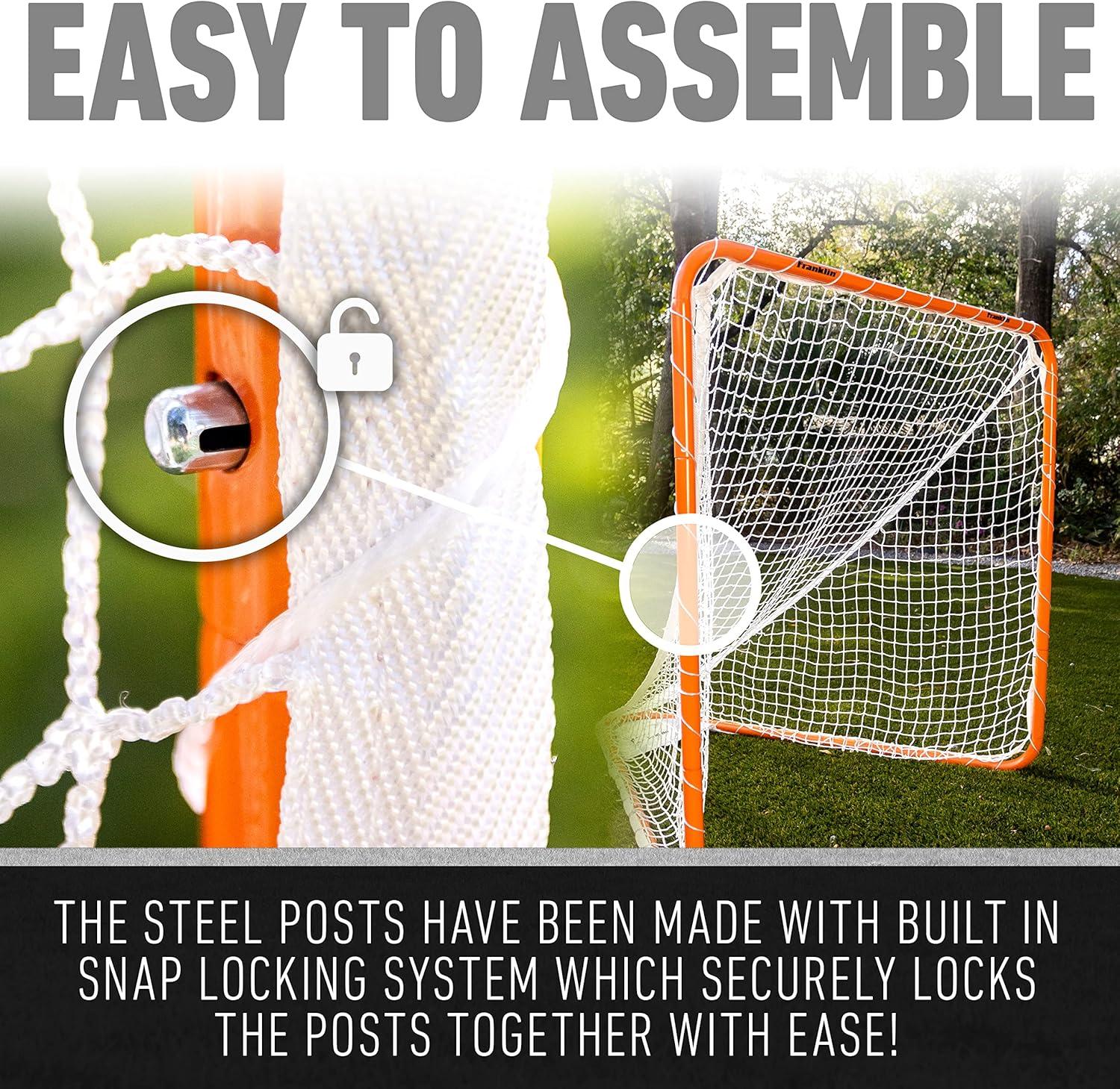 imageFranklin Sports Franklin Sports Backyard Lacrosse Goal Kids Adult Lacrosse Training Net Lacrosse Training Equipment Perfect for Youth Adult TrainingOrange