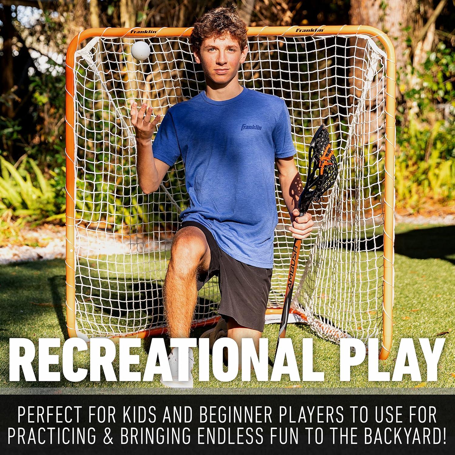 imageFranklin Sports Franklin Sports Backyard Lacrosse Goal Kids Adult Lacrosse Training Net Lacrosse Training Equipment Perfect for Youth Adult TrainingOrange