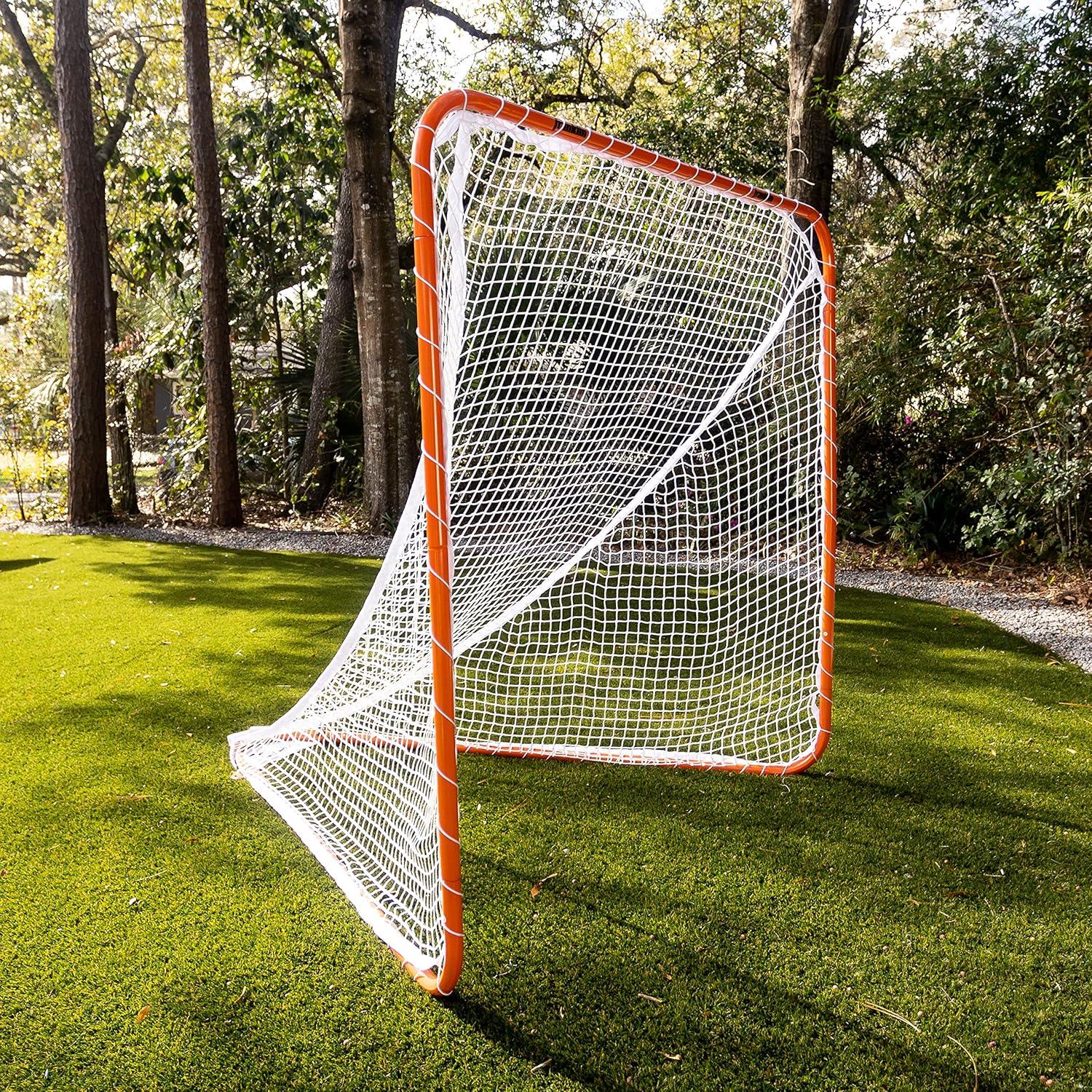 imageFranklin Sports Franklin Sports Backyard Lacrosse Goal Kids Adult Lacrosse Training Net Lacrosse Training Equipment Perfect for Youth Adult TrainingOrange