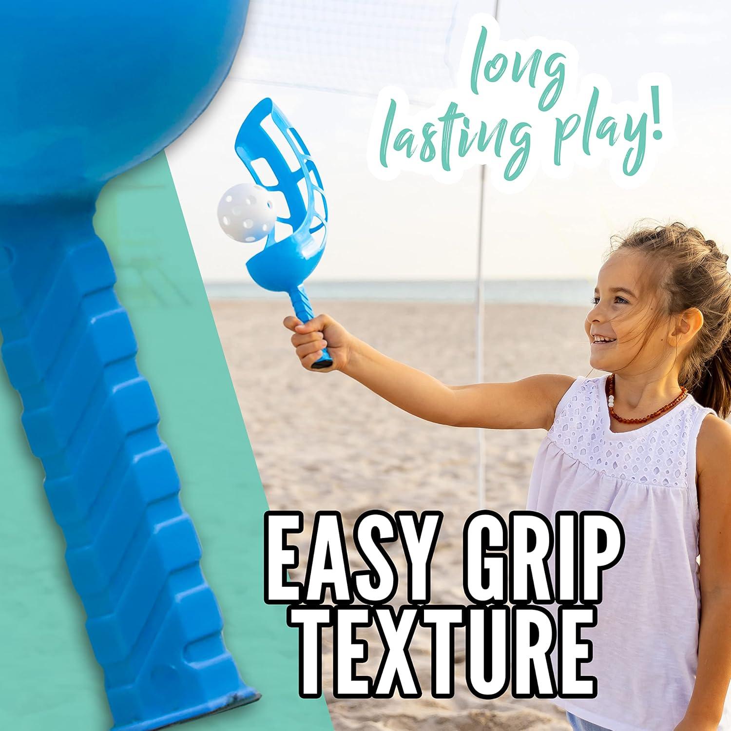 imageFranklin Sports Fun 5 Combo Outdoor Game Set Backyard Beach Camping Games for Kids Badminton Volleyball Flip Toss Flying Disc Horseshoes or Ring TossBlue Combo Set