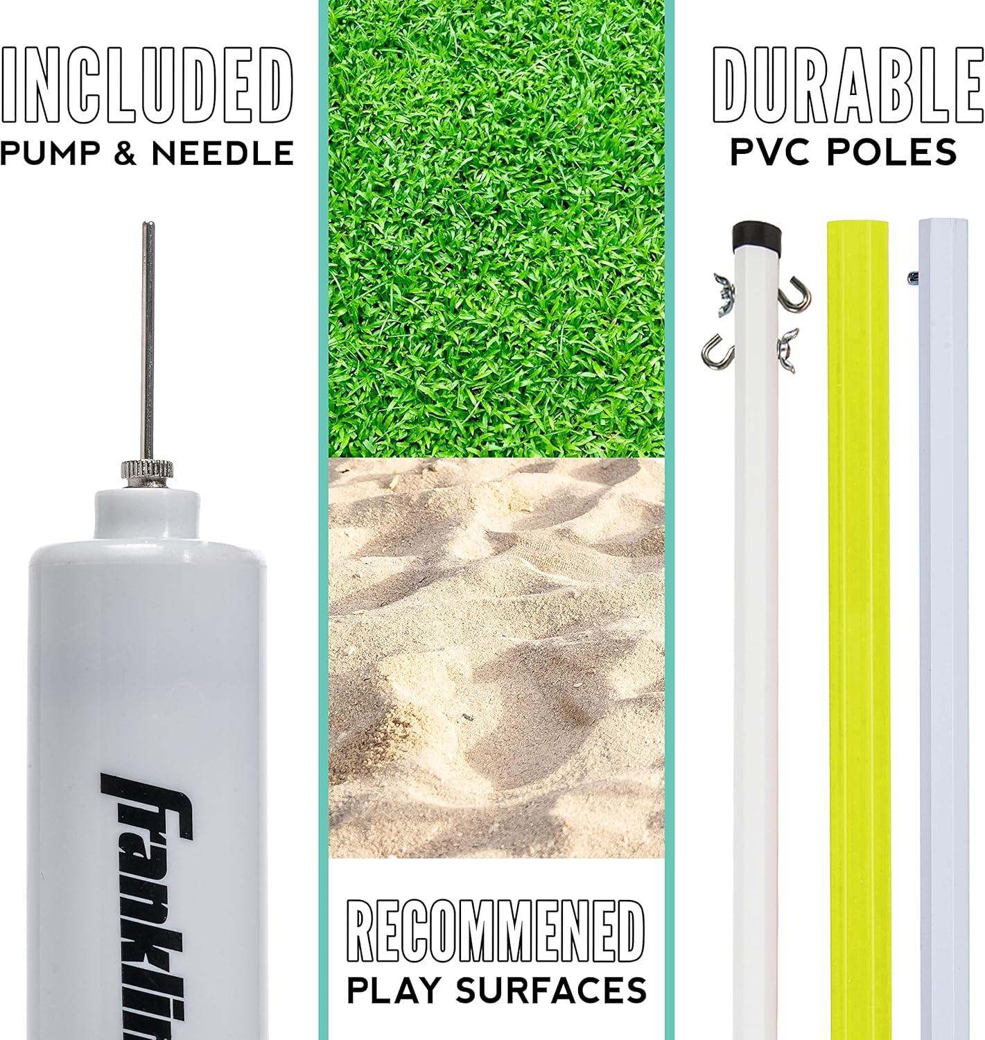 imageFranklin Sports Fun 5 Combo Outdoor Game Set Backyard Beach Camping Games for Kids Badminton Volleyball Flip Toss Flying Disc Horseshoes or Ring TossYellow Combo Set