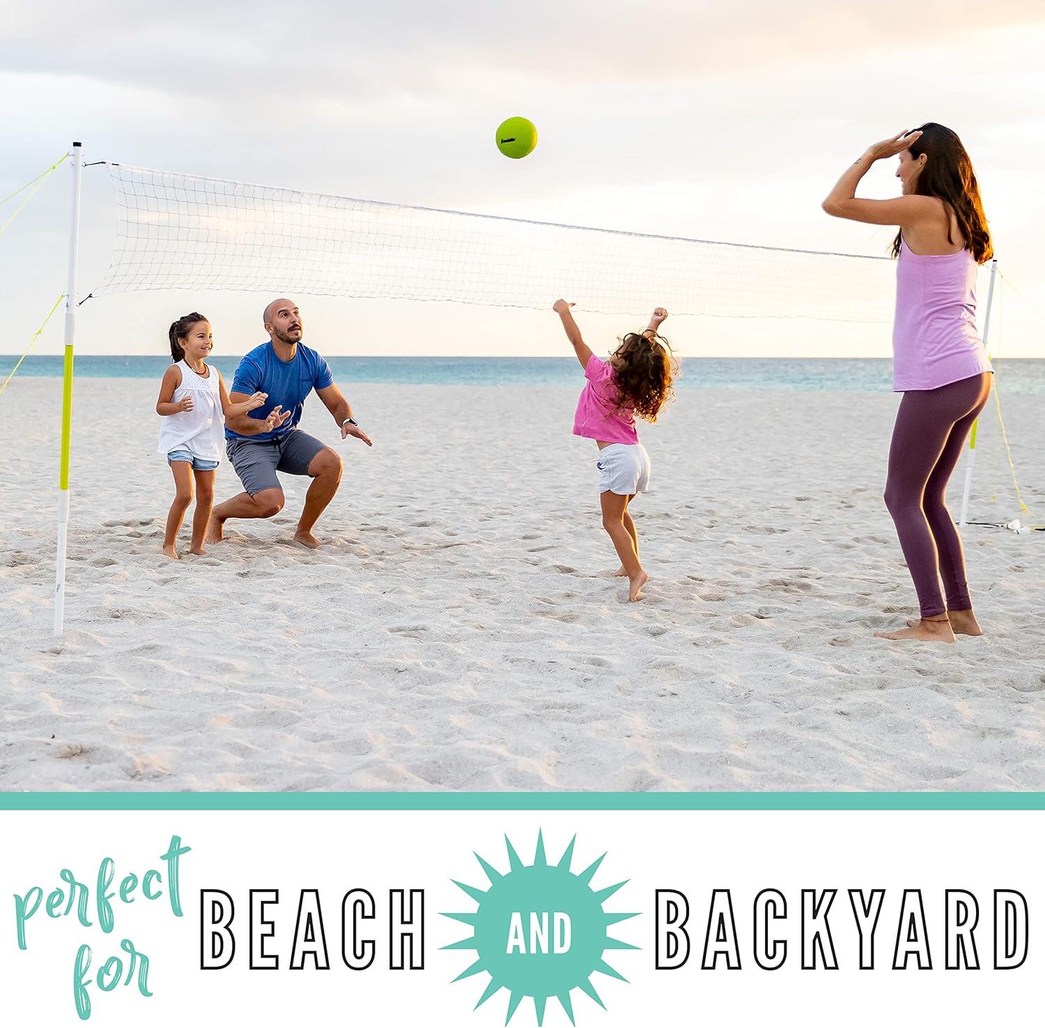 imageFranklin Sports Fun 5 Combo Outdoor Game Set Backyard Beach Camping Games for Kids Badminton Volleyball Flip Toss Flying Disc Horseshoes or Ring TossYellow Combo Set