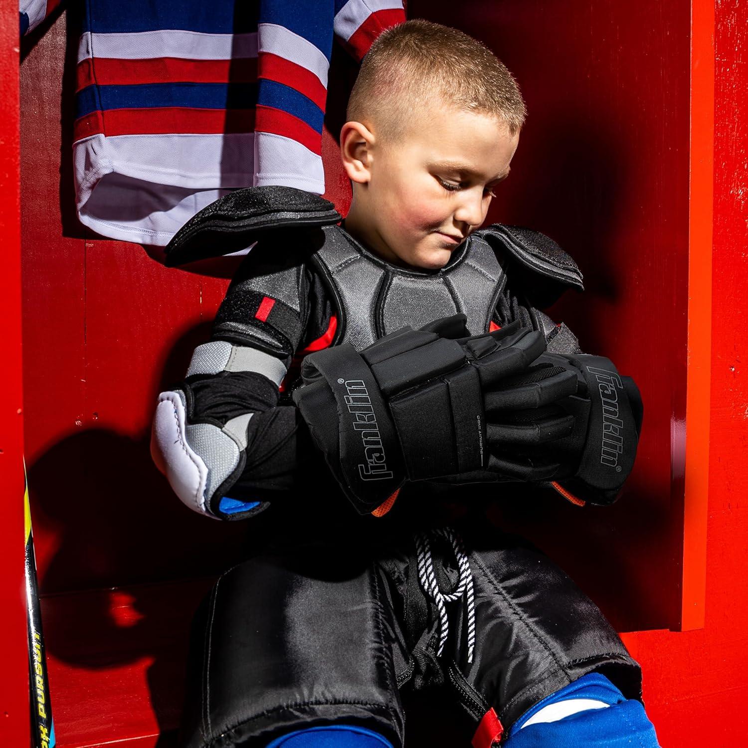 imageFranklin Sports Ice Hockey Gloves 10quot Youth Gloves Thumb Lock System Flexible Full Motion Cuff Perfect for Kids10 Pack of 3