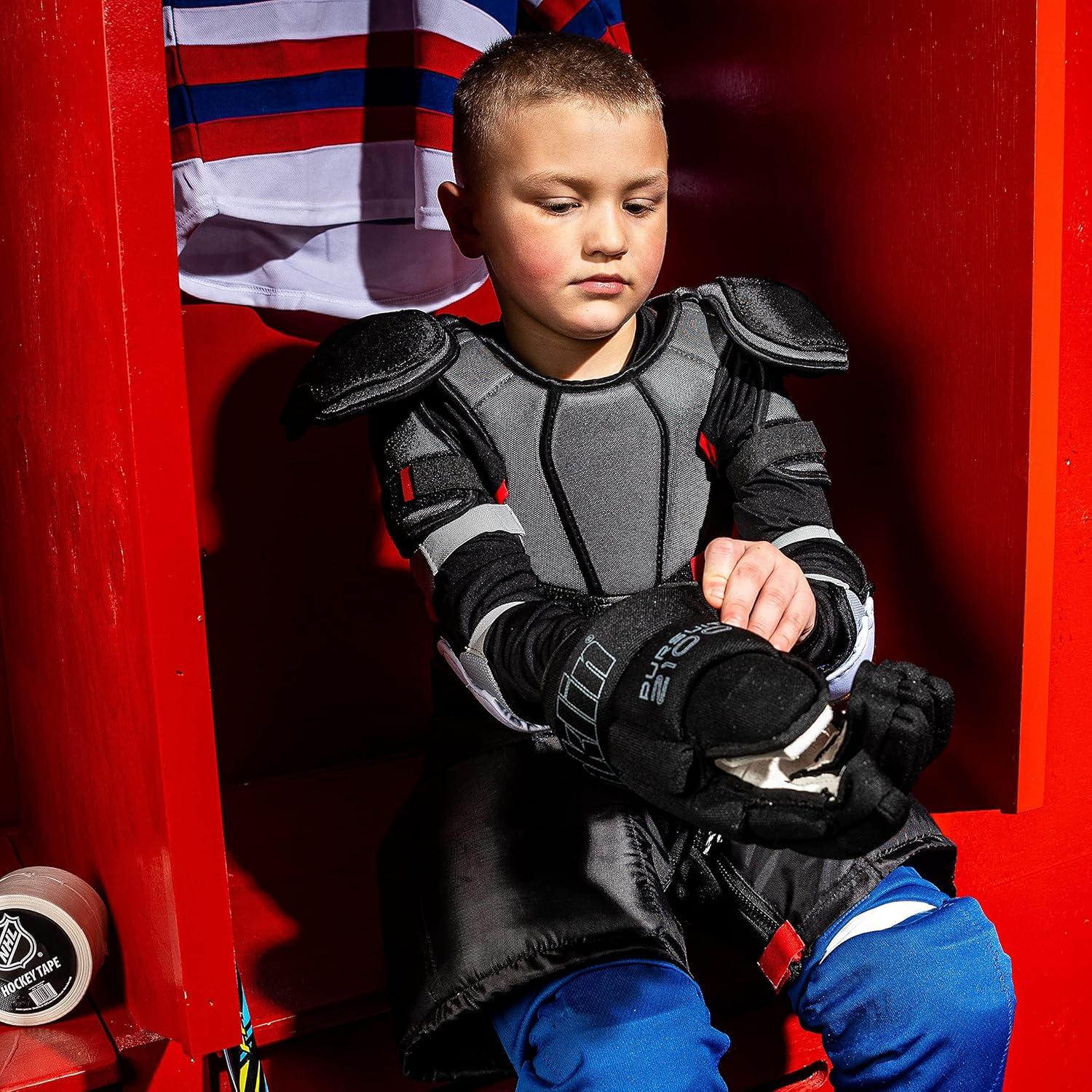 imageFranklin Sports Ice Hockey Gloves 10quot Youth Gloves Thumb Lock System Flexible Full Motion Cuff Perfect for Kids10 Pack of 3