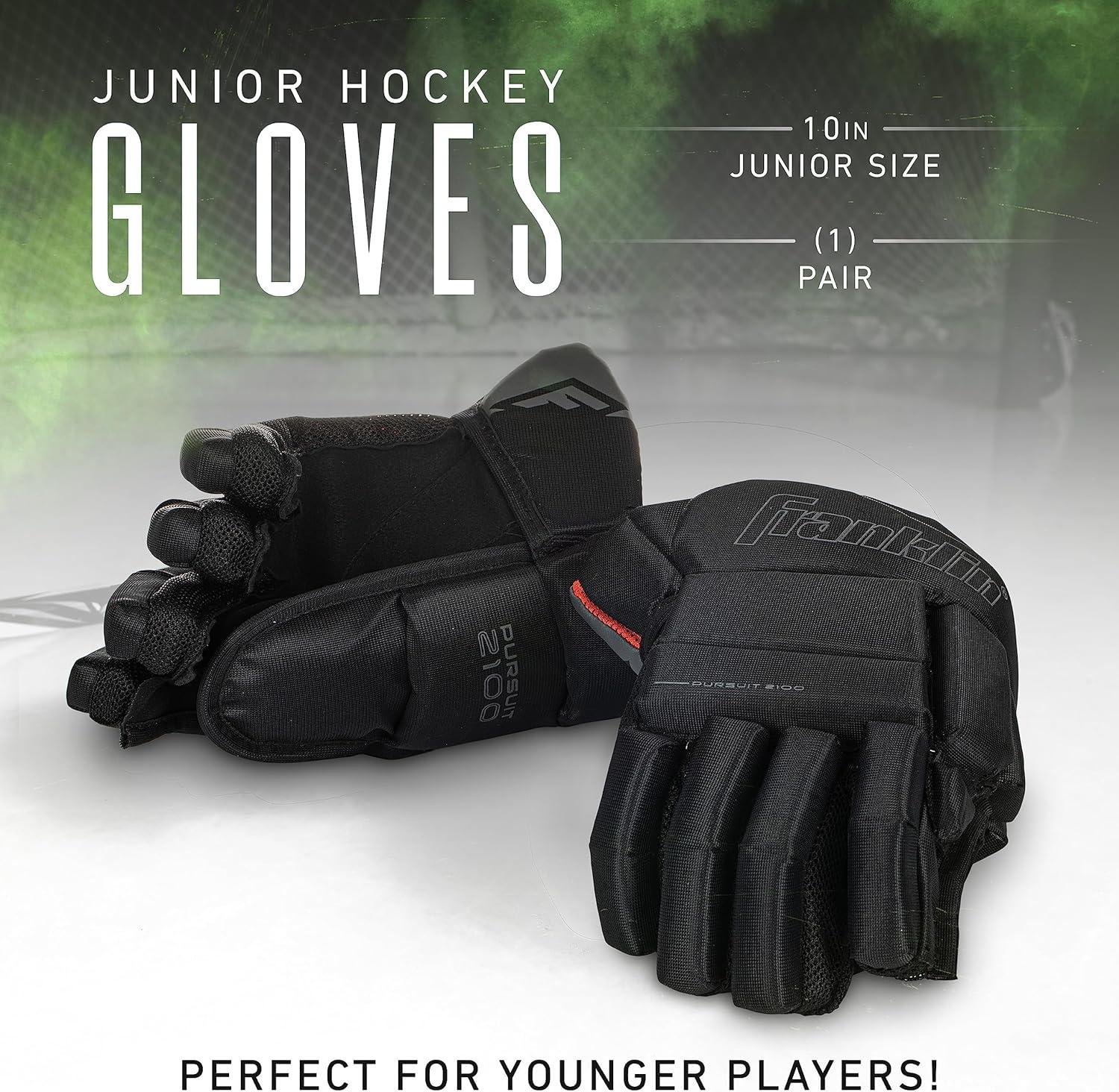imageFranklin Sports Ice Hockey Gloves 10quot Youth Gloves Thumb Lock System Flexible Full Motion Cuff Perfect for Kids10 Pack of 3
