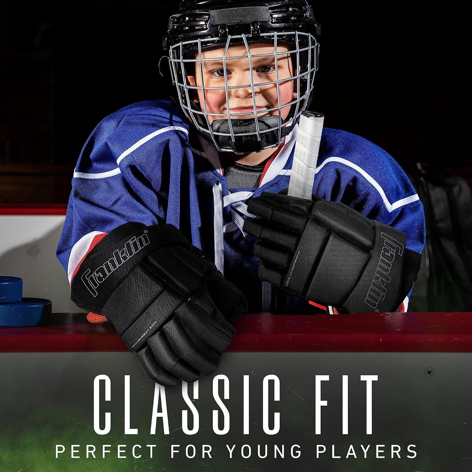 imageFranklin Sports Ice Hockey Gloves 10quot Youth Gloves Thumb Lock System Flexible Full Motion Cuff Perfect for Kids10 Pack of 3