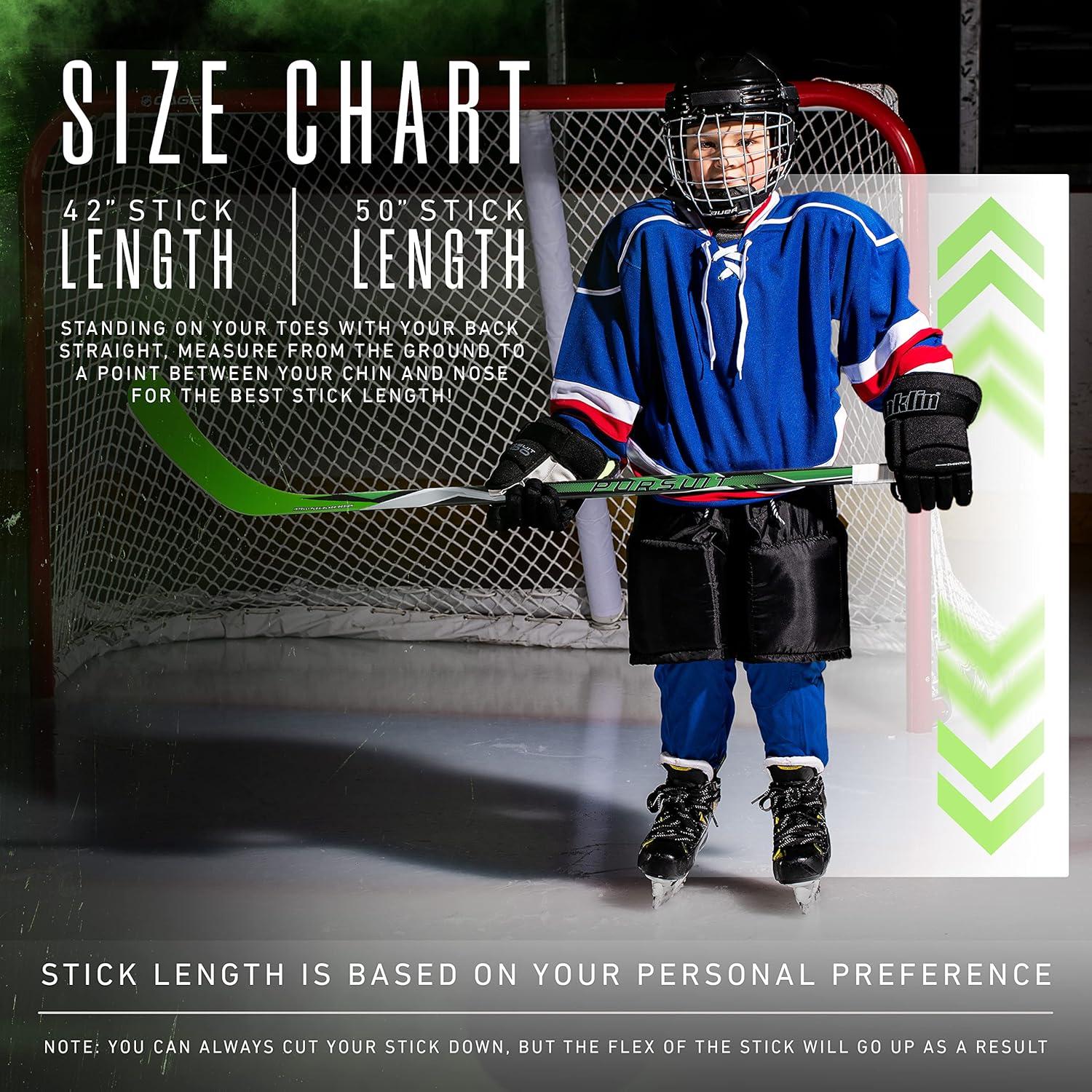 imageFranklin Sports Kids Ice Hockey Sticks Ripper Junior Youth Composite Hockey Sticks Righty Lefty 50Flex Ice Hockey Sticks Textured Grip 55quot Inch 42quot Inch Youth Hockey SticksGreen