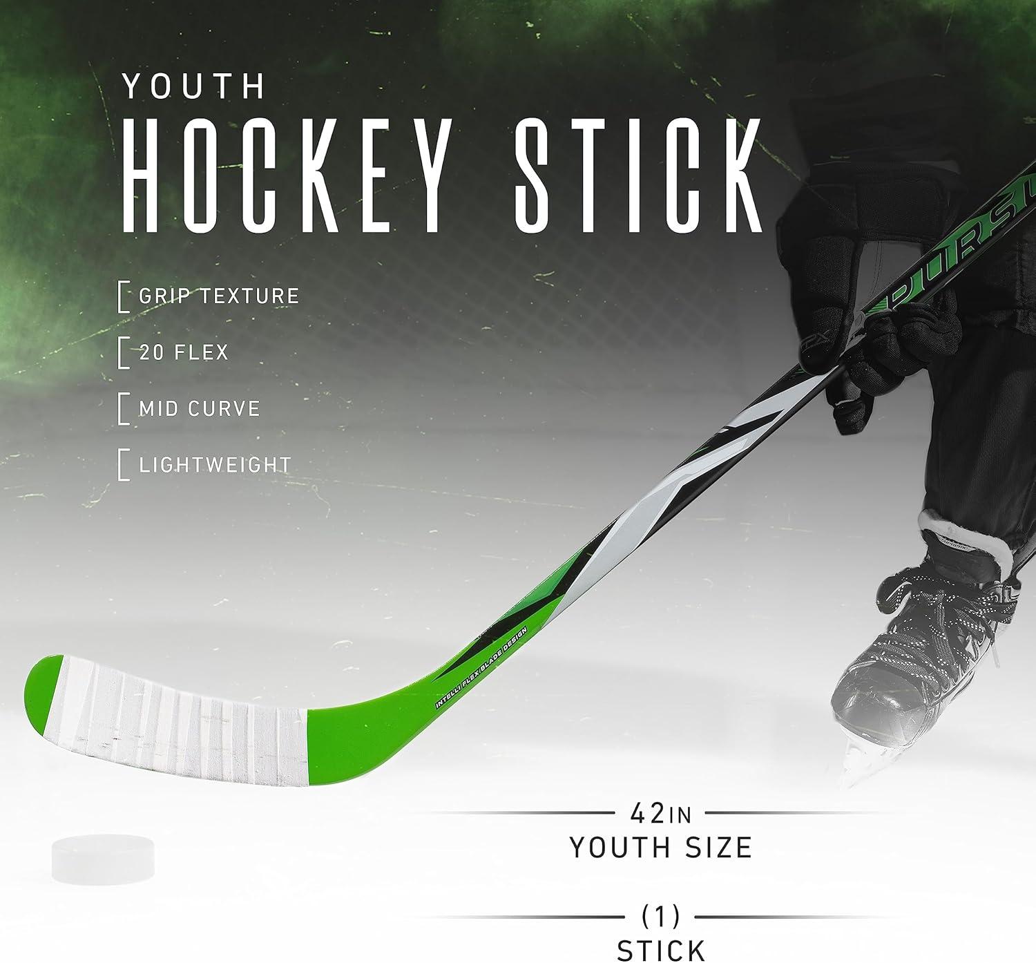 imageFranklin Sports Kids Ice Hockey Sticks Ripper Junior Youth Composite Hockey Sticks Righty Lefty 50Flex Ice Hockey Sticks Textured Grip 55quot Inch 42quot Inch Youth Hockey SticksGreen