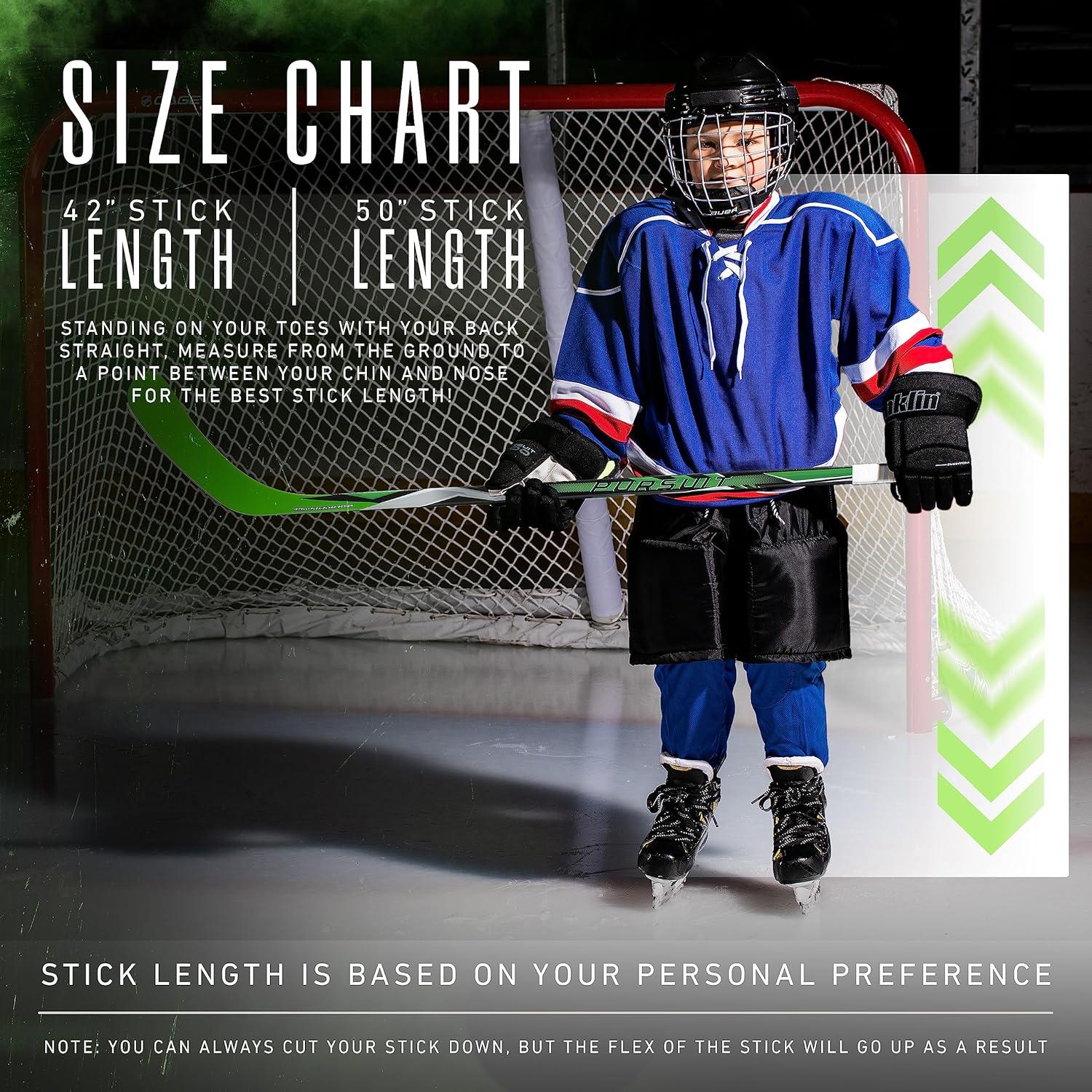 imageFranklin Sports Kids Ice Hockey Sticks Ripper Junior Youth Composite Hockey Sticks Righty Lefty 50Flex Ice Hockey Sticks Textured Grip 55quot Inch 42quot Inch Youth Hockey SticksGreen
