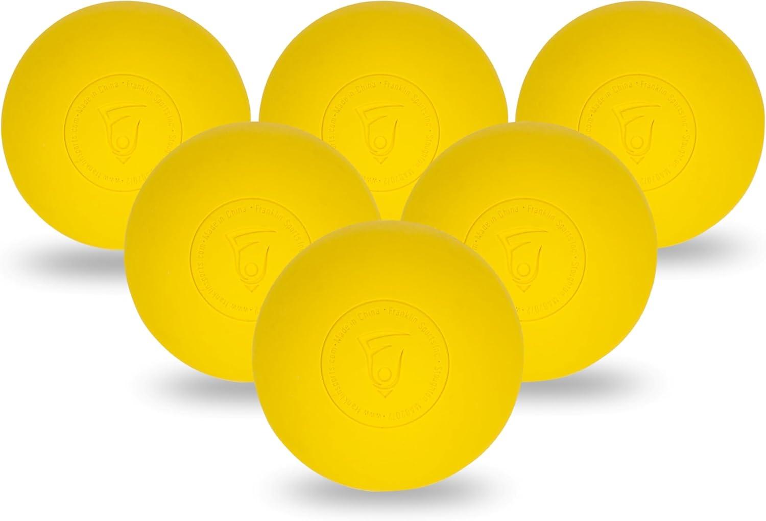 imageFranklin Sports Lacrosse Balls Official Size Lax Balls for Practice Rubber 63mm Outdoor Lacrosse Balls Great for Muscle Massage Therapy Yoga White YellowYellow